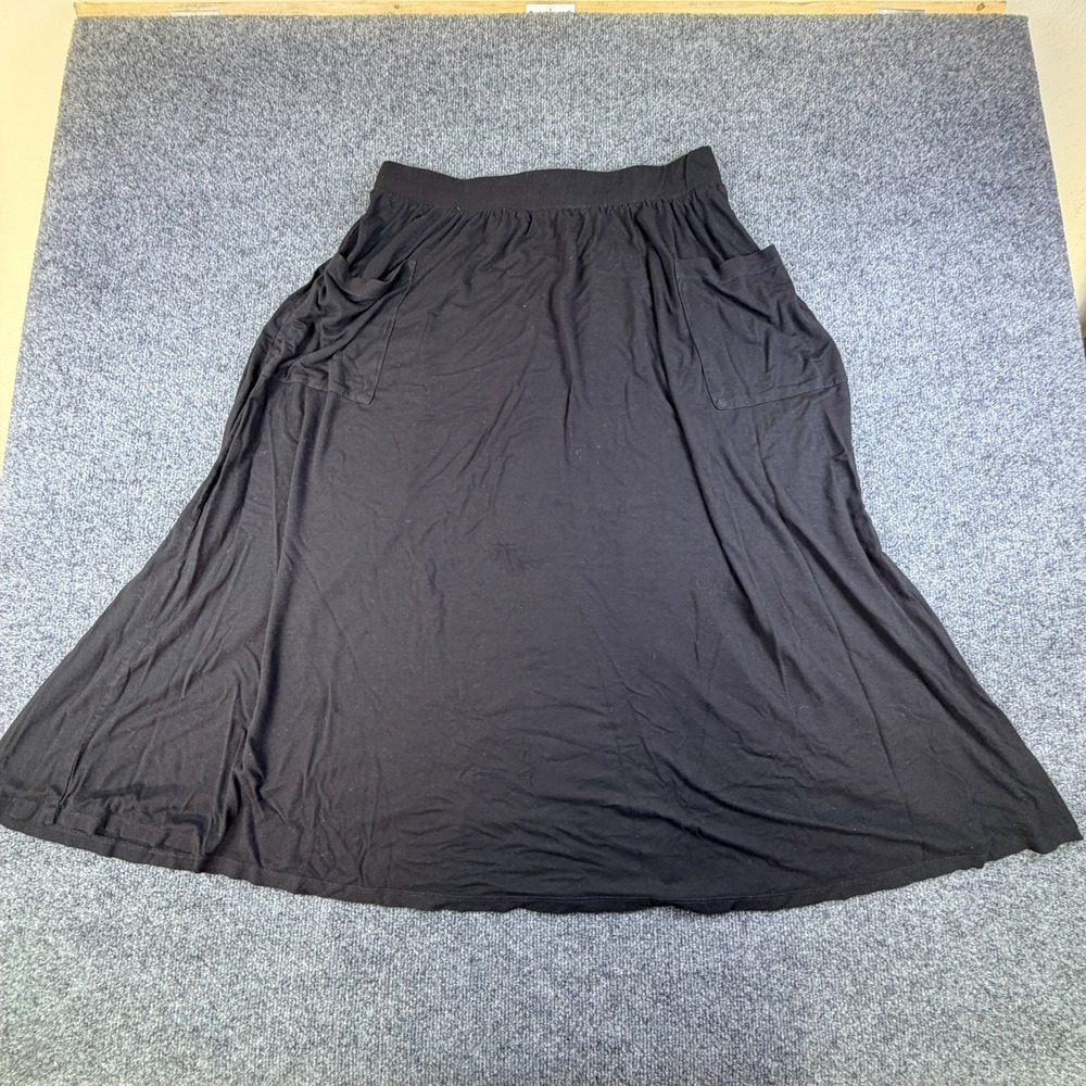 Asos Design Maxi Skirt Womens 32x31.5 Black Viscose Stretch Pleated Pockets